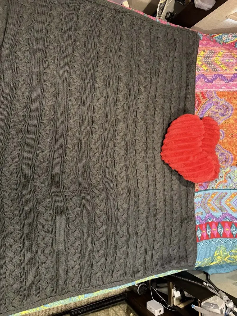 Life Comfort Ultimate Cable Knit And Sherpa Fleece Throw 58”x48” Cabin Core Boho